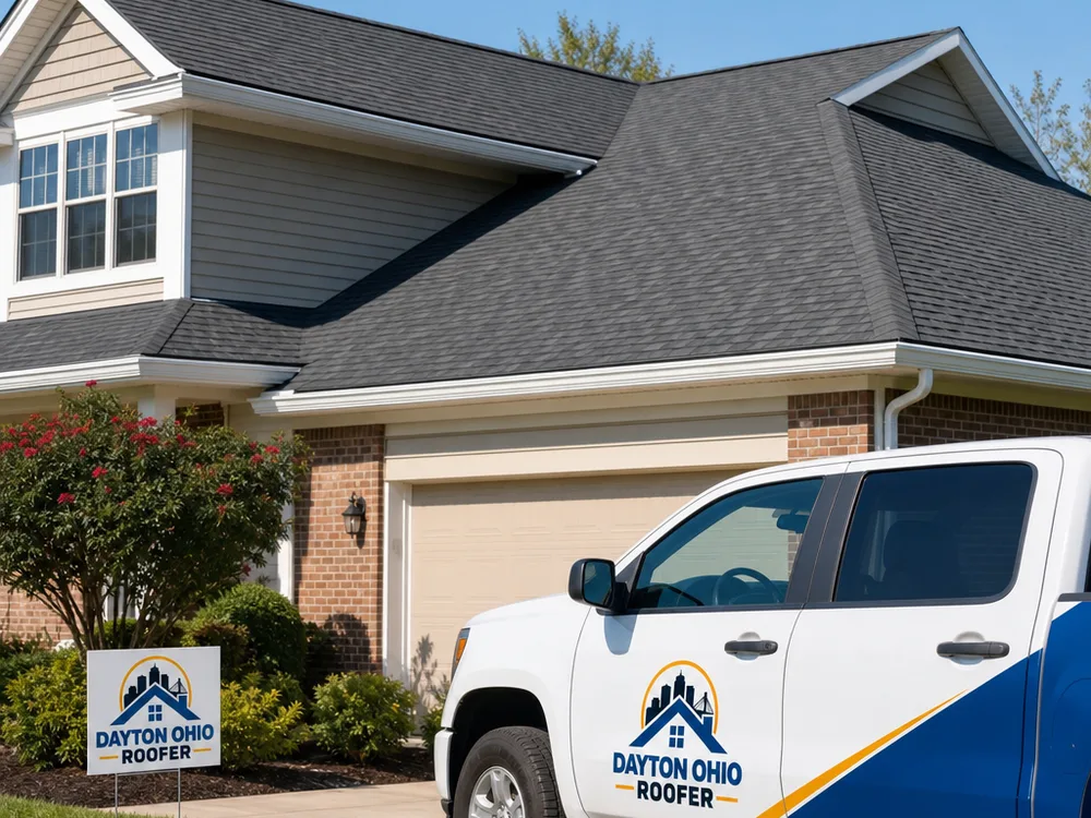 Finished asphalt shingle roof with a clean ridge line and visible drip edge