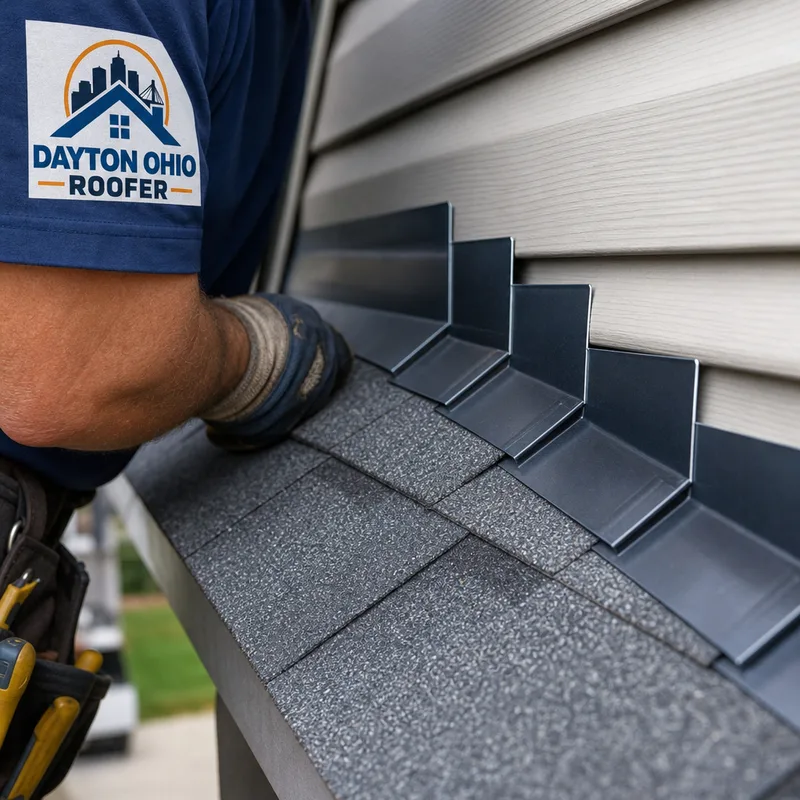 Properly installed step flashing woven with shingles along a roof sidewall